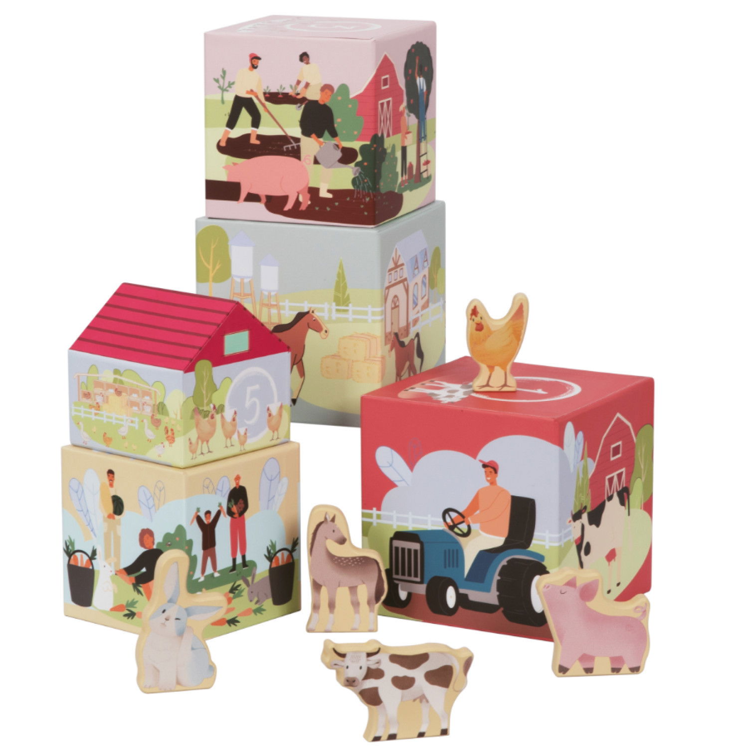 Дървен конструктор Ферма, 10 части