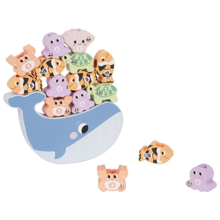 Дървена игра за развитие на моторика Рибки 5в1