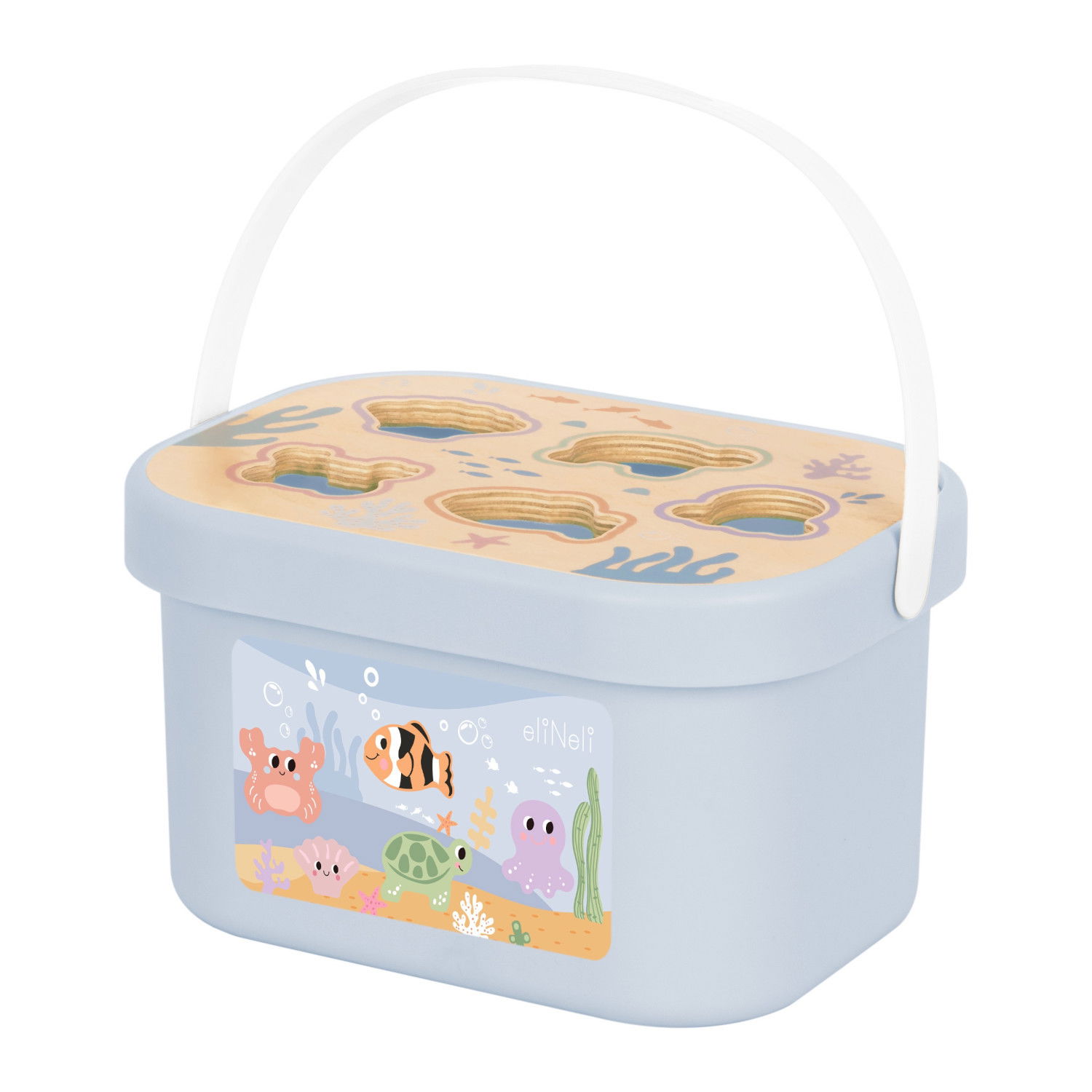 Дървена игра за развитие на моторика Рибки 5в1