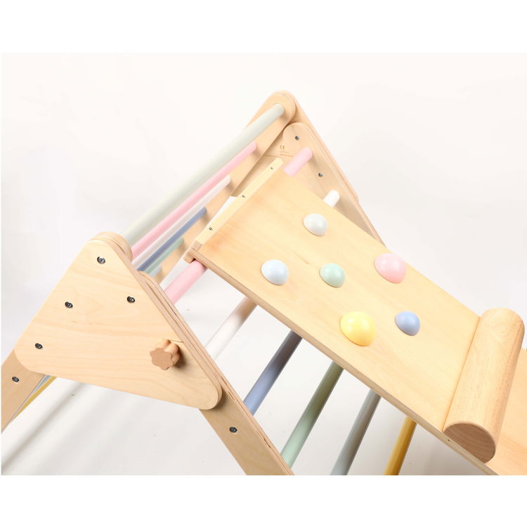 Комплект Монтесори Пиклер триъгълник с балансираща дъска 2 в 1 Пастел