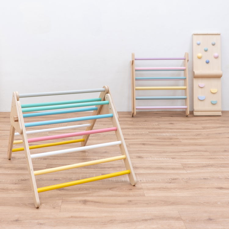 Комплект Монтесори Пиклер триъгълник с балансираща дъска 2 в 1 Пастел