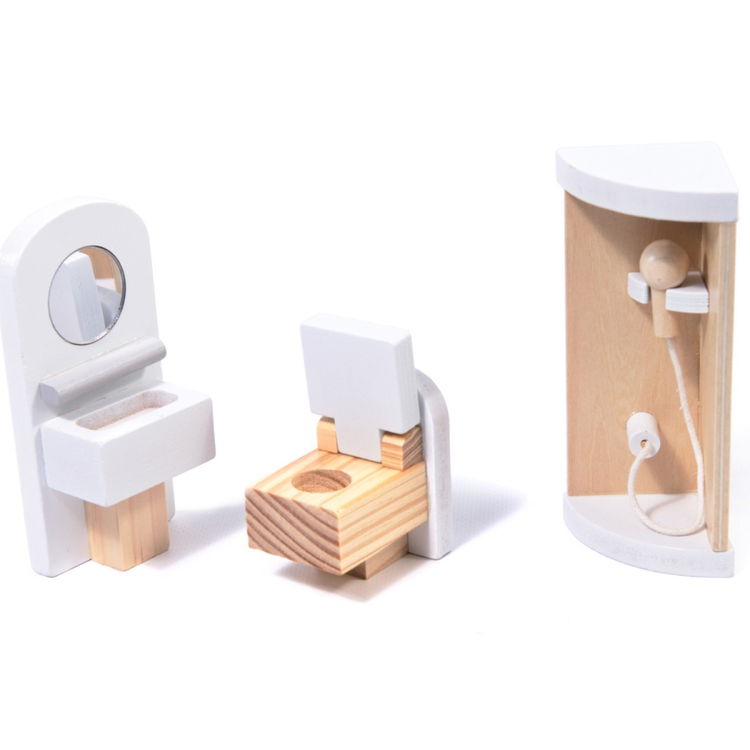 Дървена къща за кукли с LED осветление и аксесоари