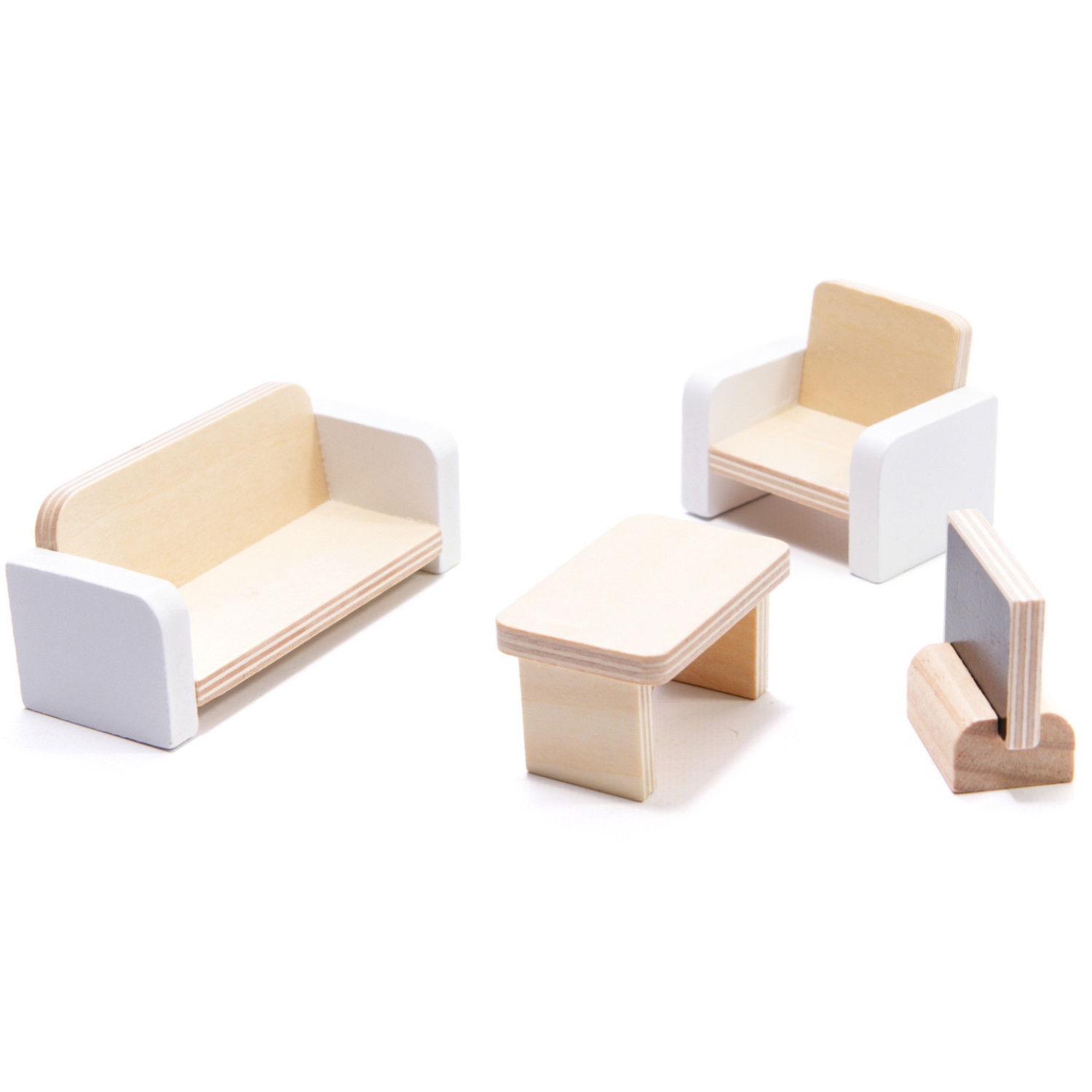 Дървена къща за кукли с LED осветление и аксесоари