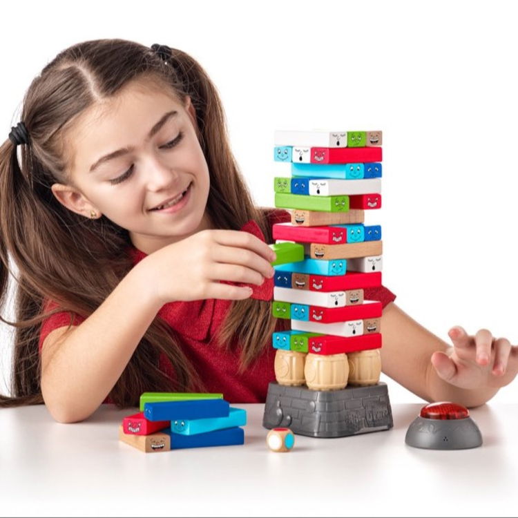 Дървена цветна кула Дженга с Таймер