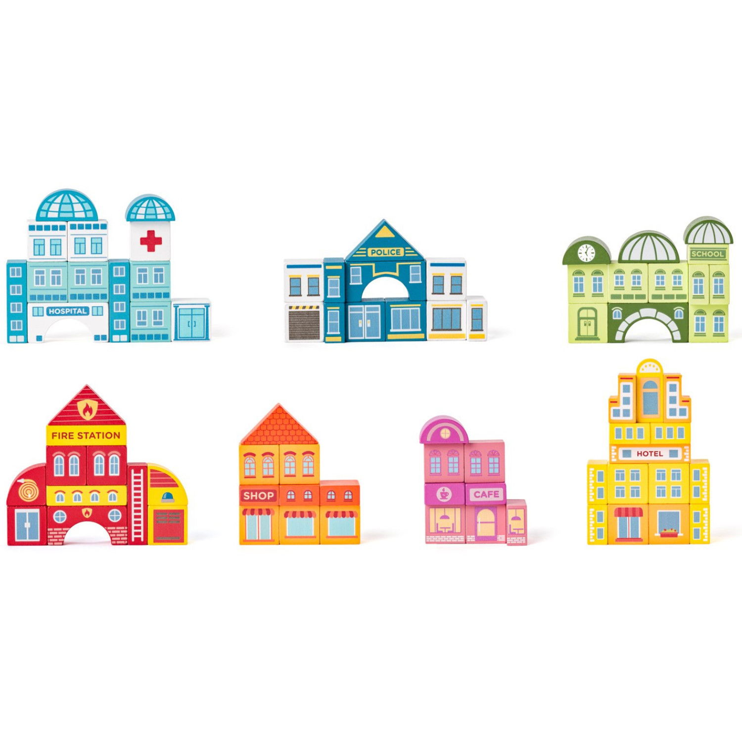 Дървен конструктор Големият град, 115 части