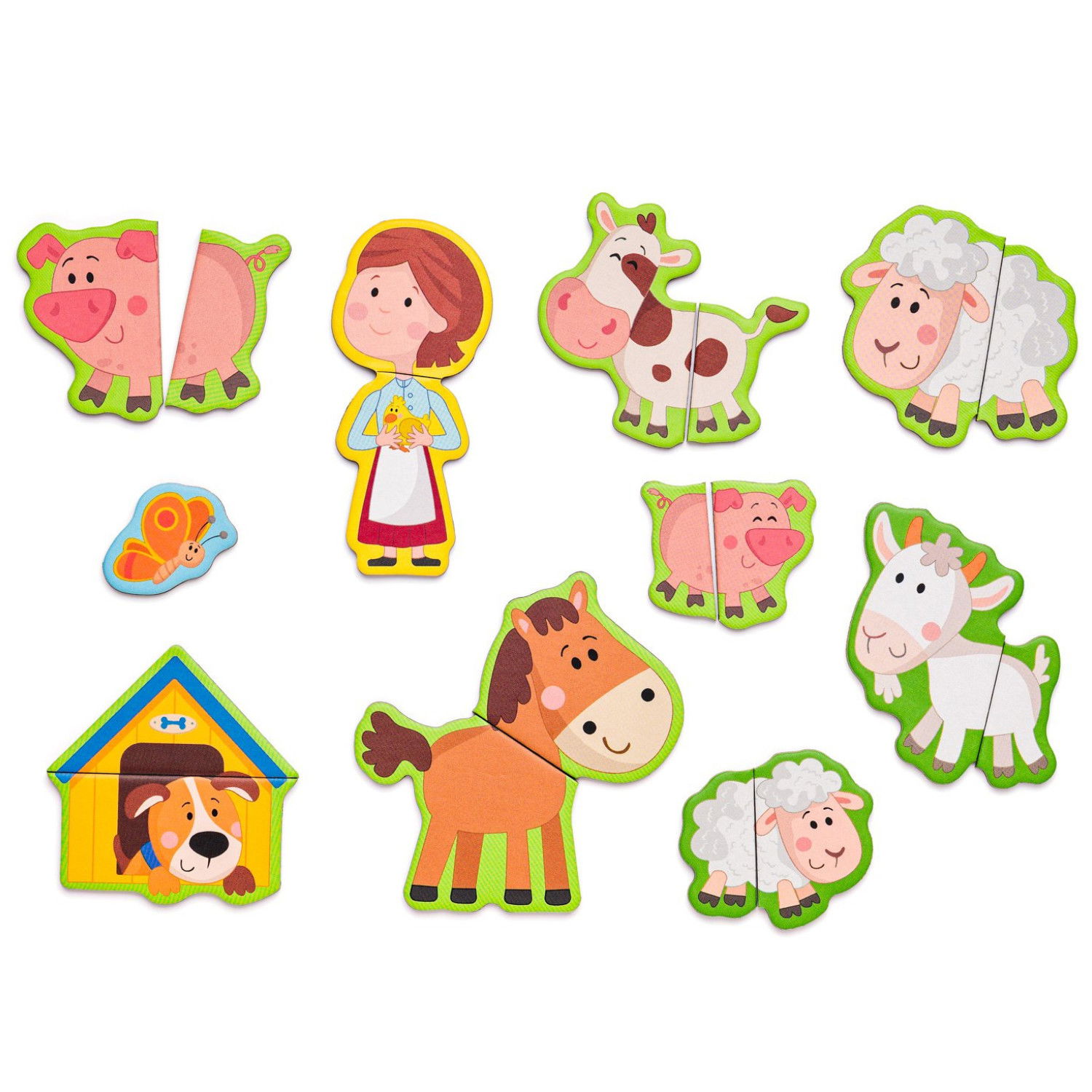 Магнитен пъзел в дървена кутия Ферма