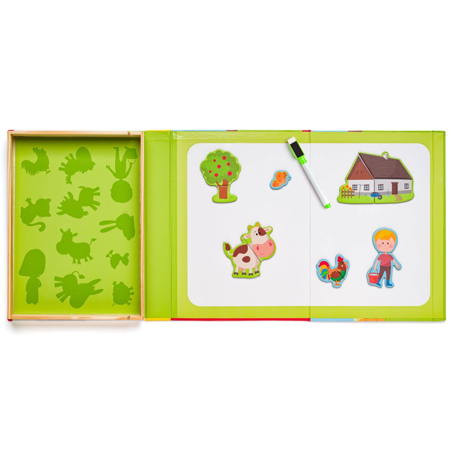 Магнитен пъзел в дървена кутия Ферма