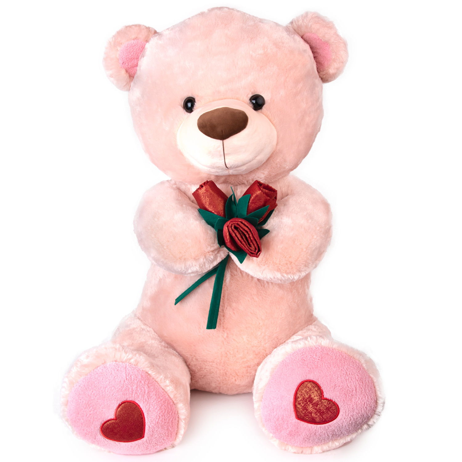 Плюшено мече с рози