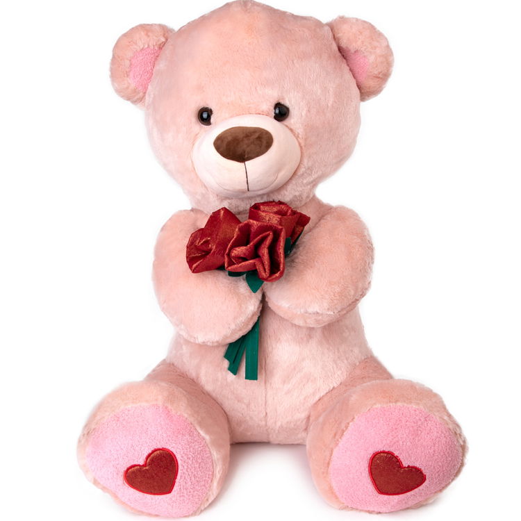 Плюшено мече с рози