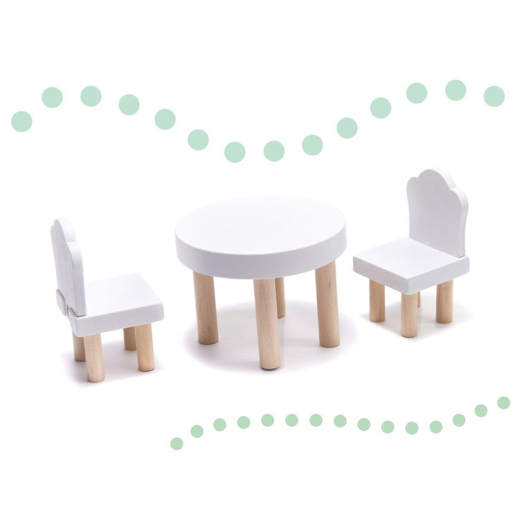 Дървена къща за кукли с LED осветление и аксесоари