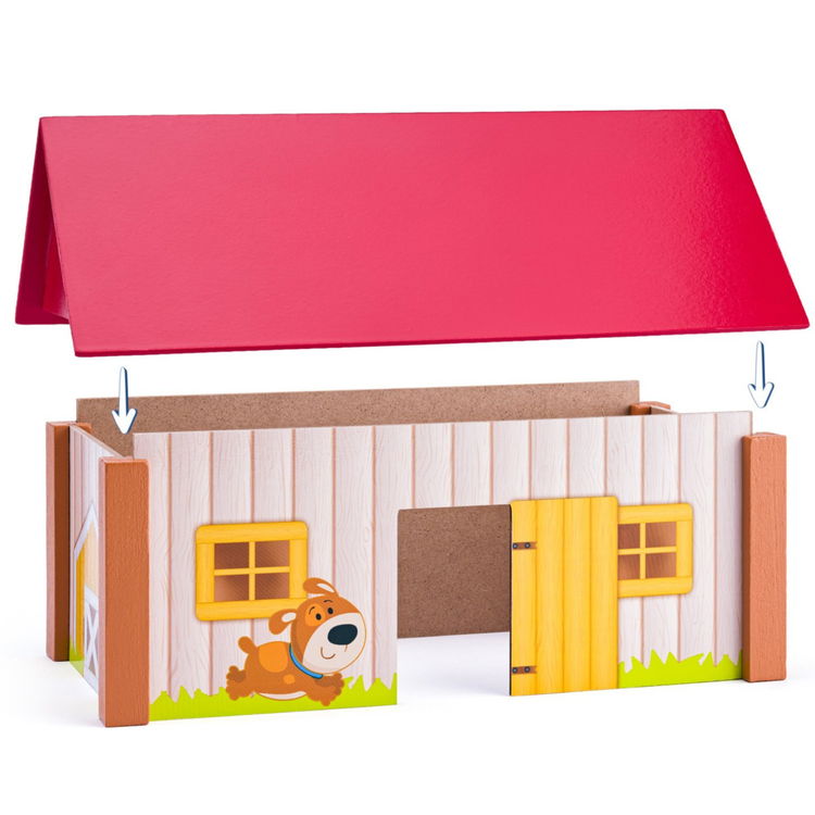 Дървен комплект Ферма с три сгради и подложка