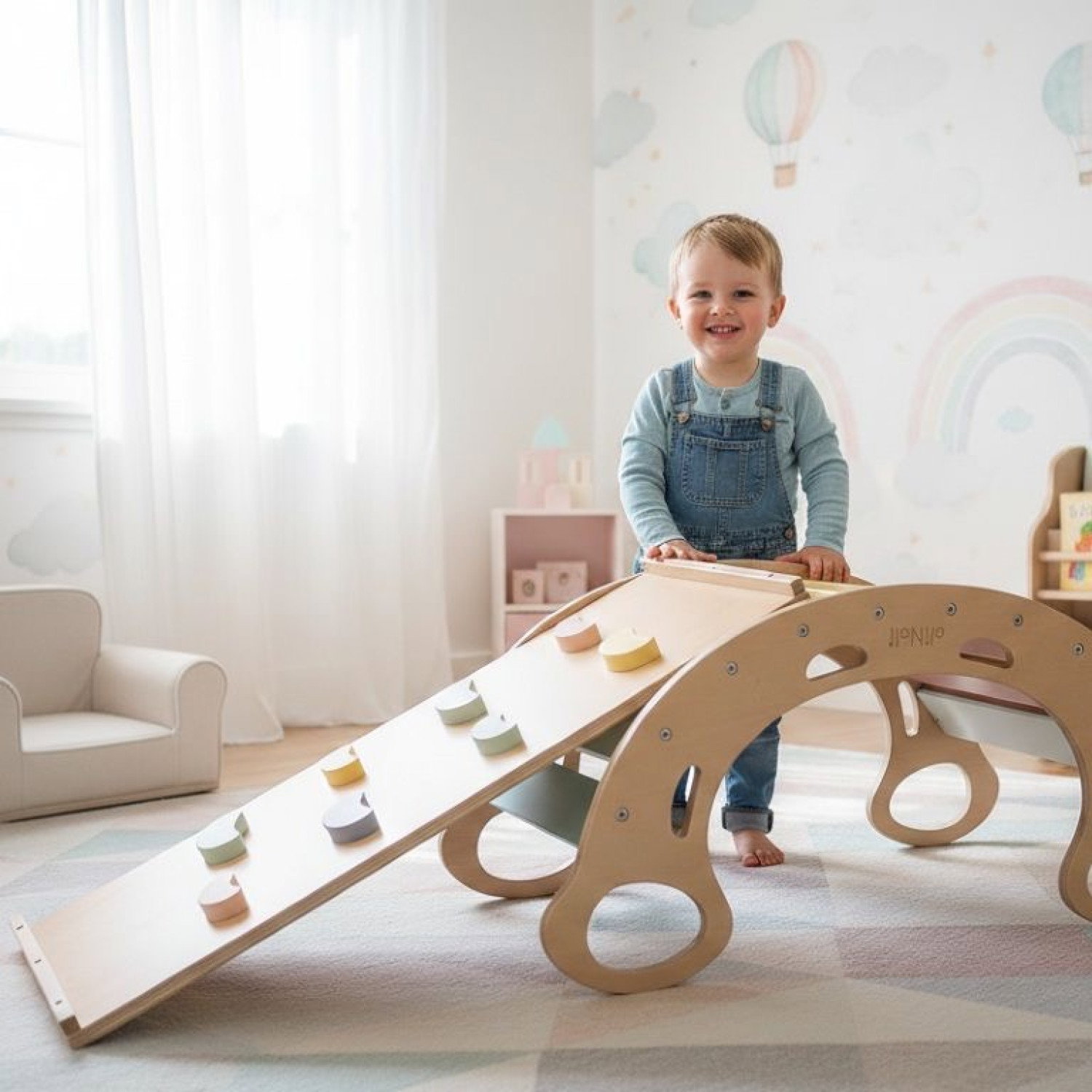 Детска двустранна дъска за катерене и пързаляне 2в1 Pastel