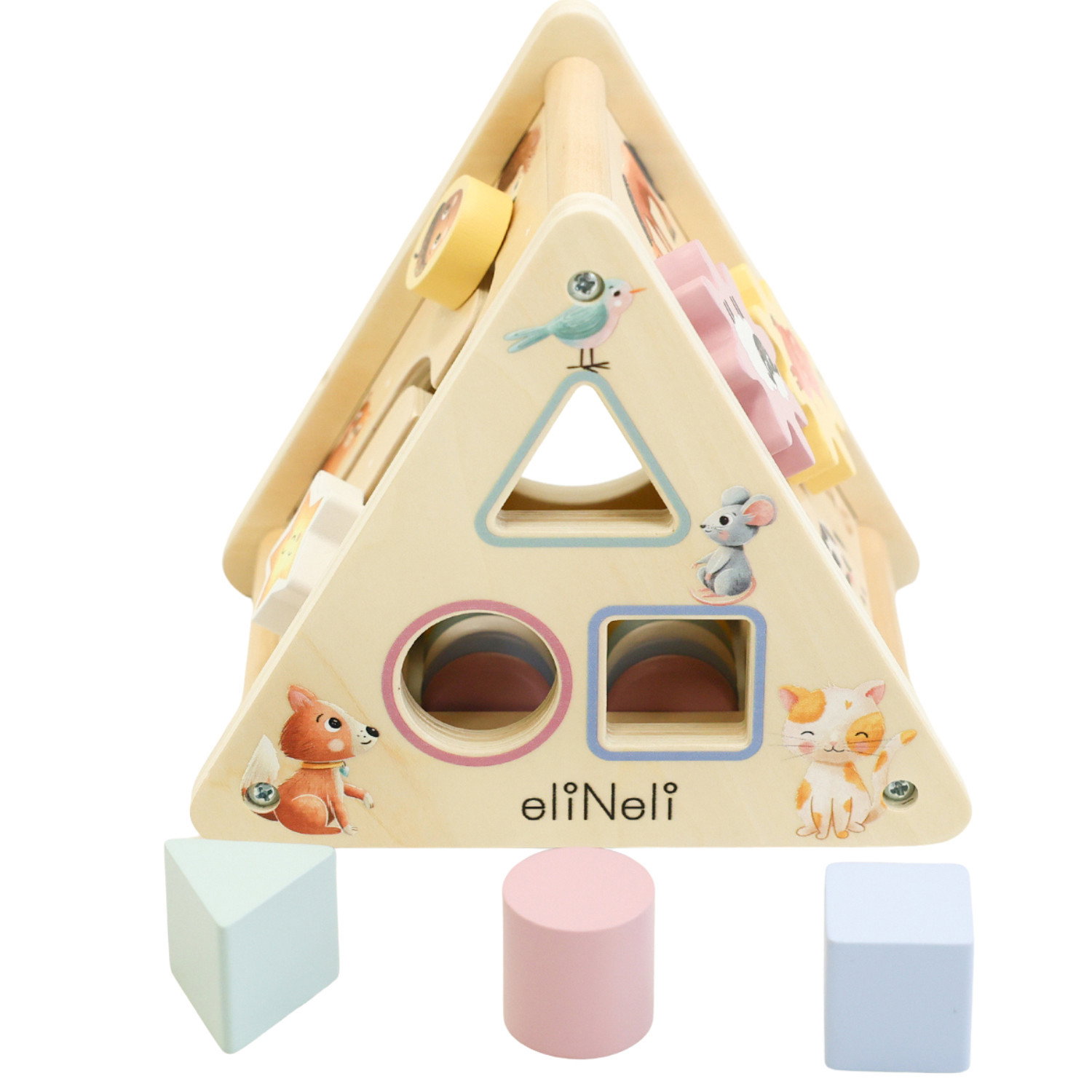 Дървен активен триъгълник Животни