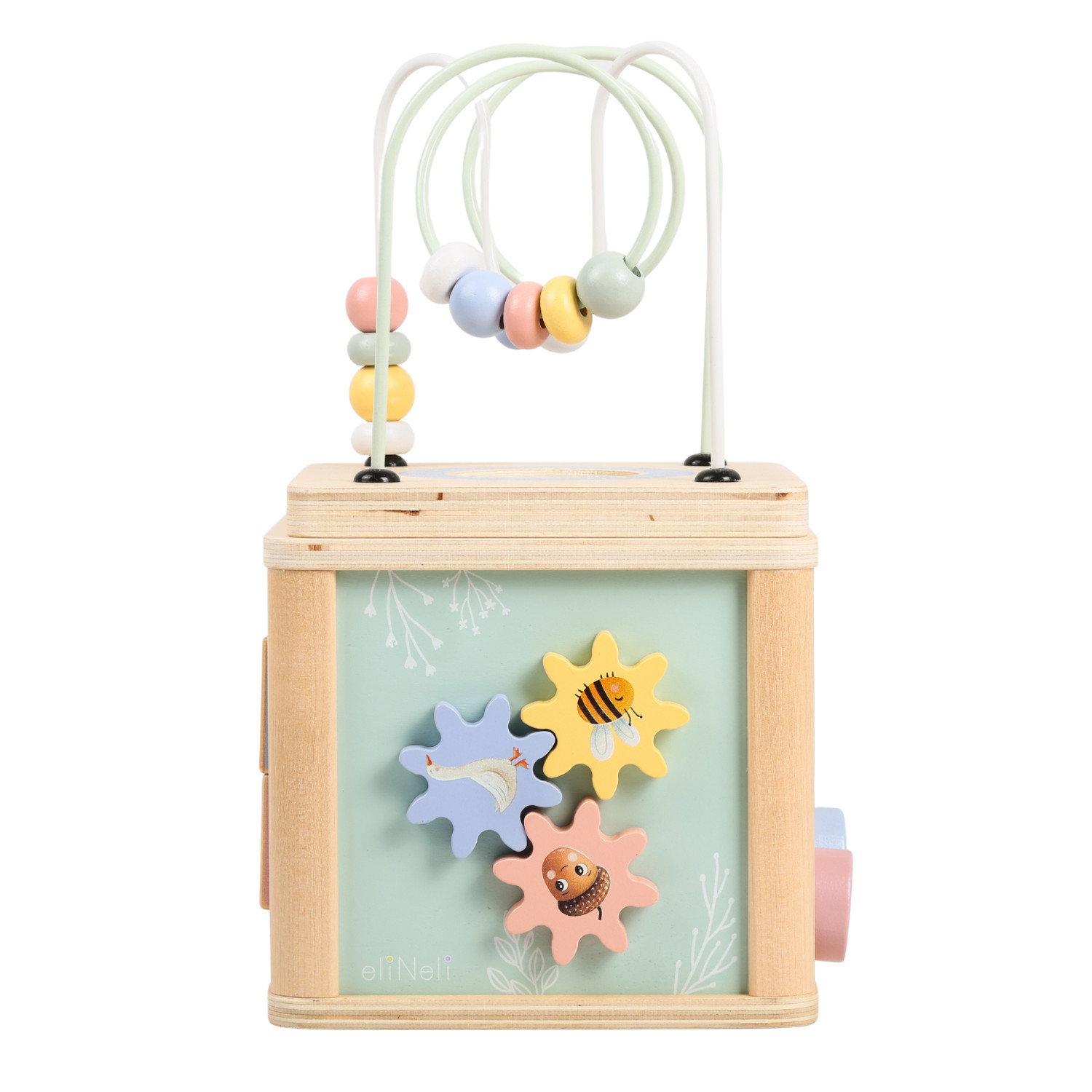 Дървен активен куб Животни