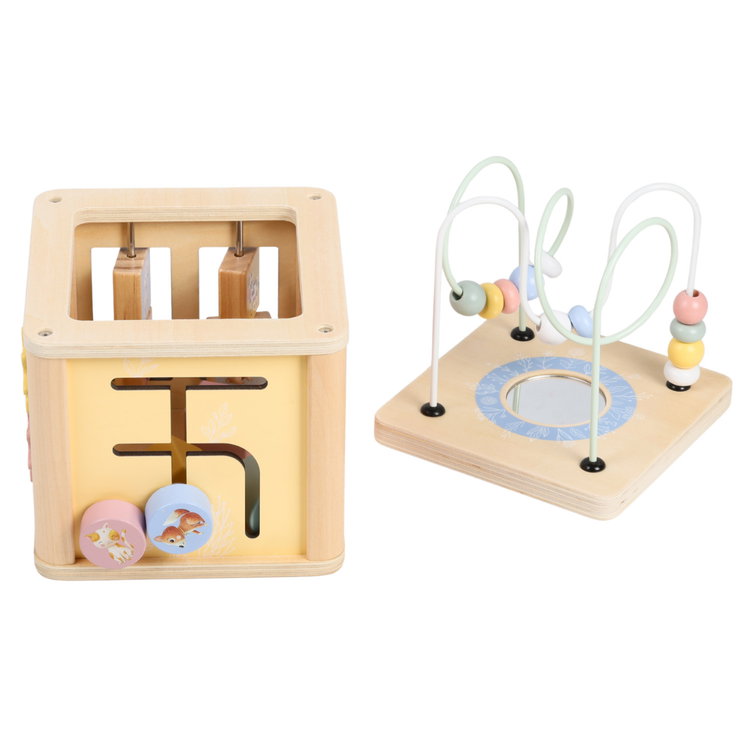 Дървен активен куб Животни