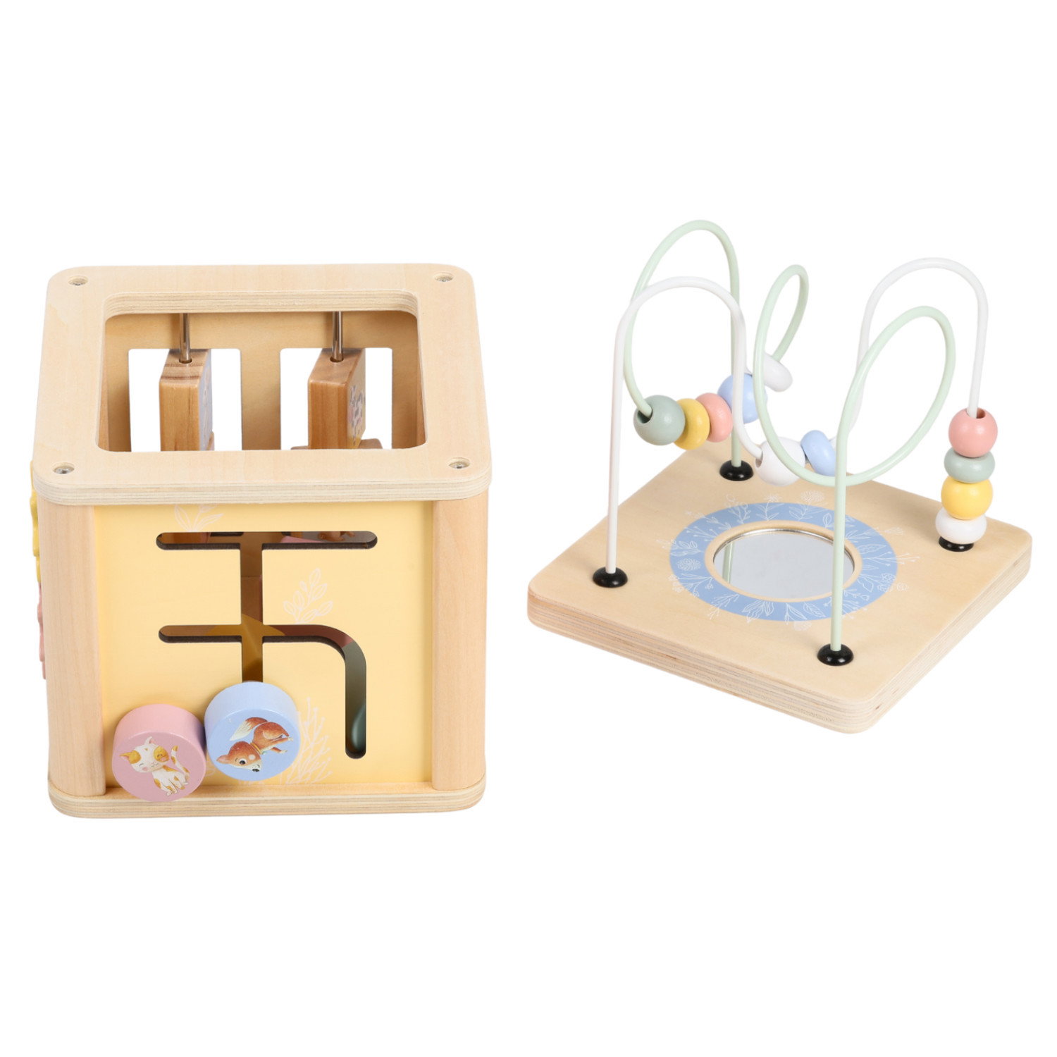 Дървен активен куб Животни