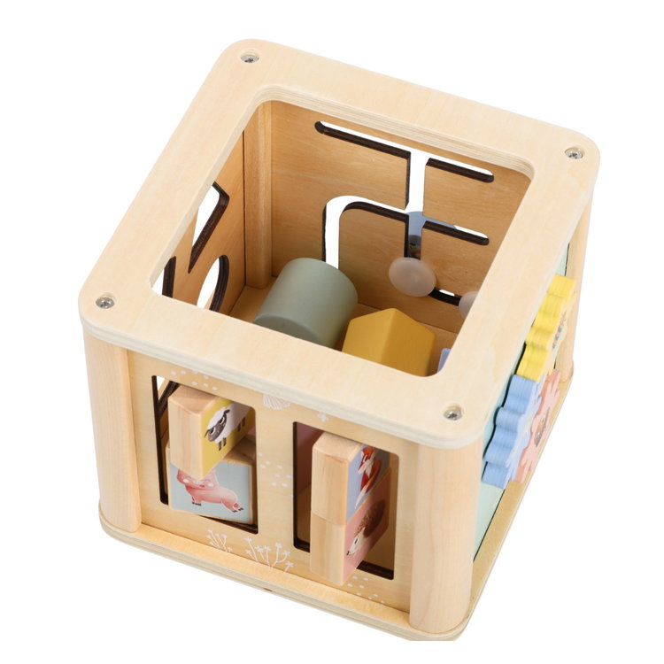 Дървен активен куб Животни