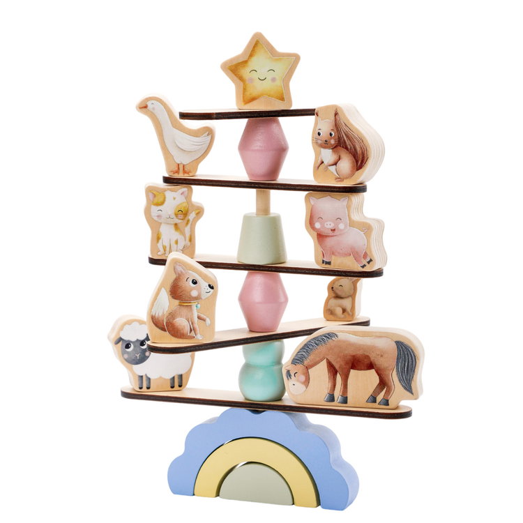 Дървена игра за баланс Животни