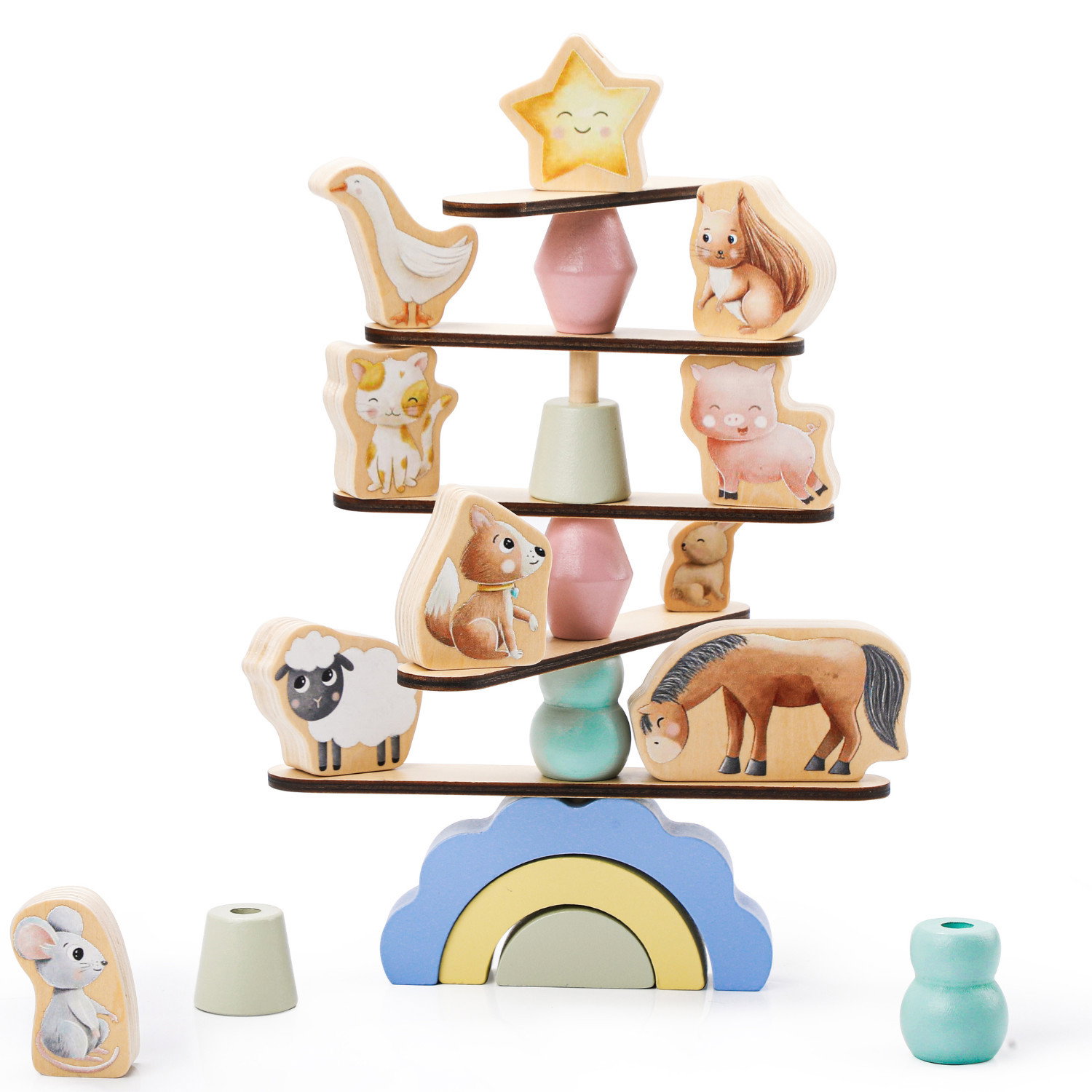 Дървена игра за баланс Животни