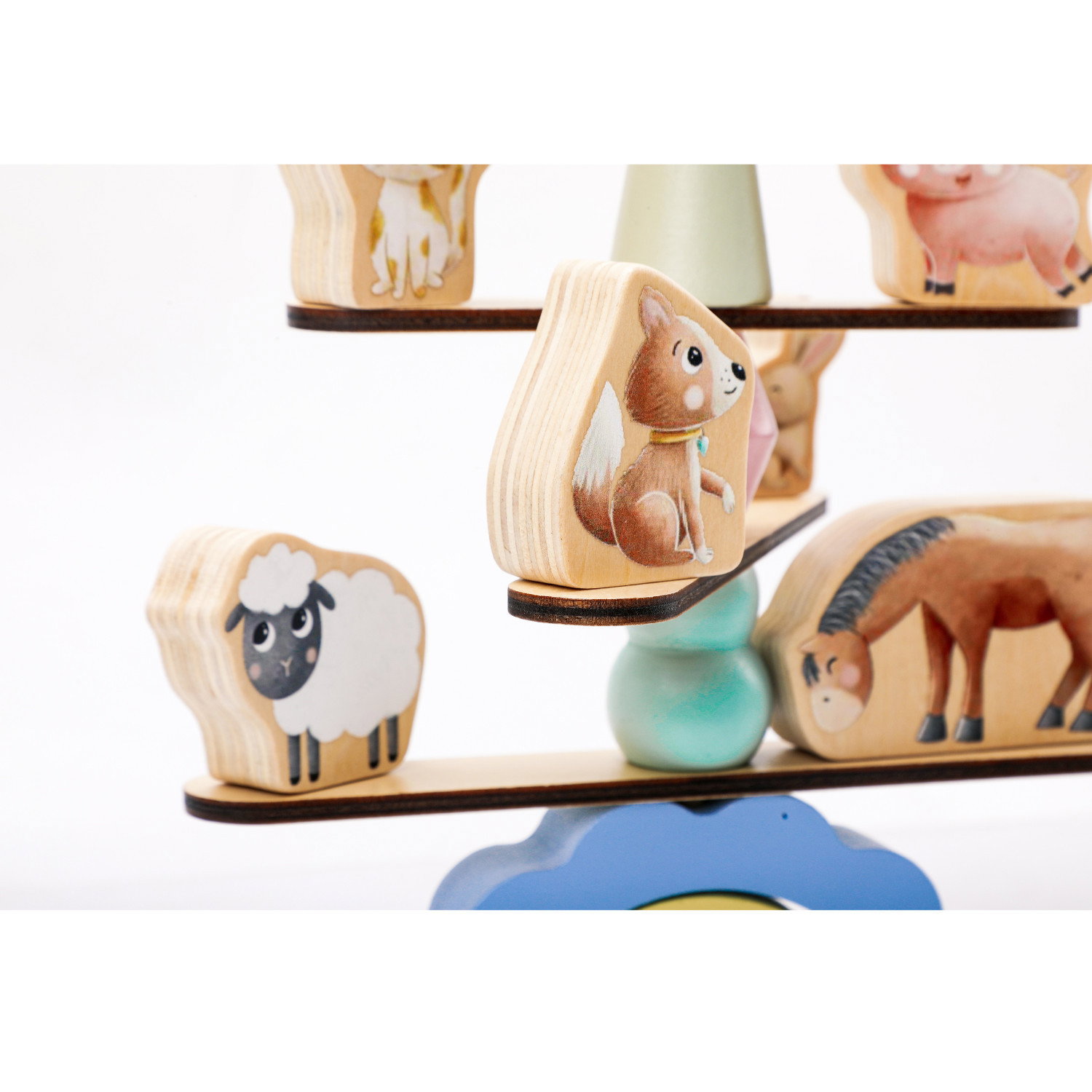 Дървена игра за баланс Животни