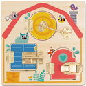 Дървена играчка активна дъска, Къща с ключалки