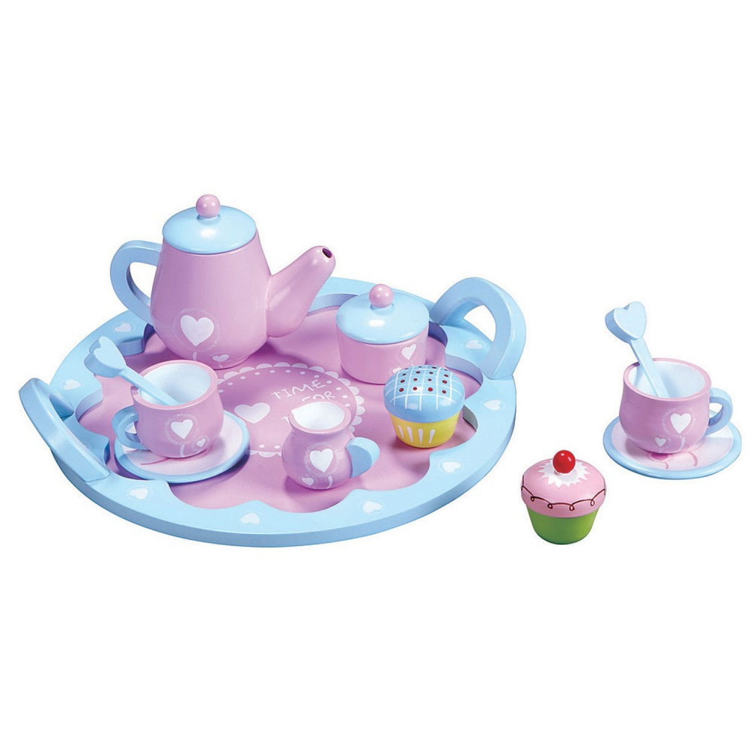 Дървен сервиз за чай Сърца