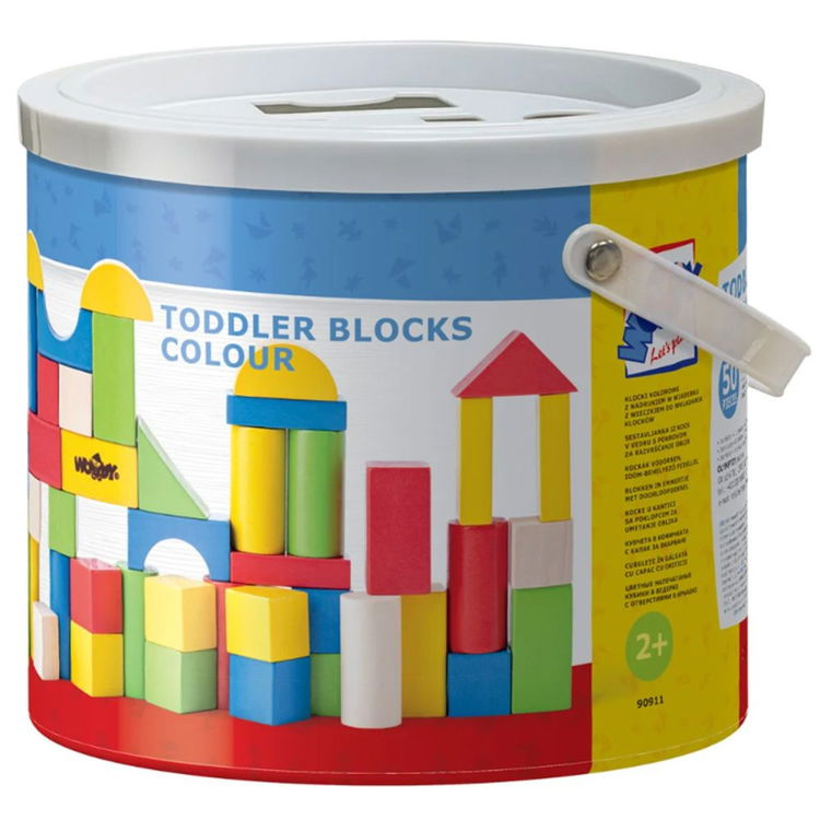 Дървен конструктор в кофа, 50 части