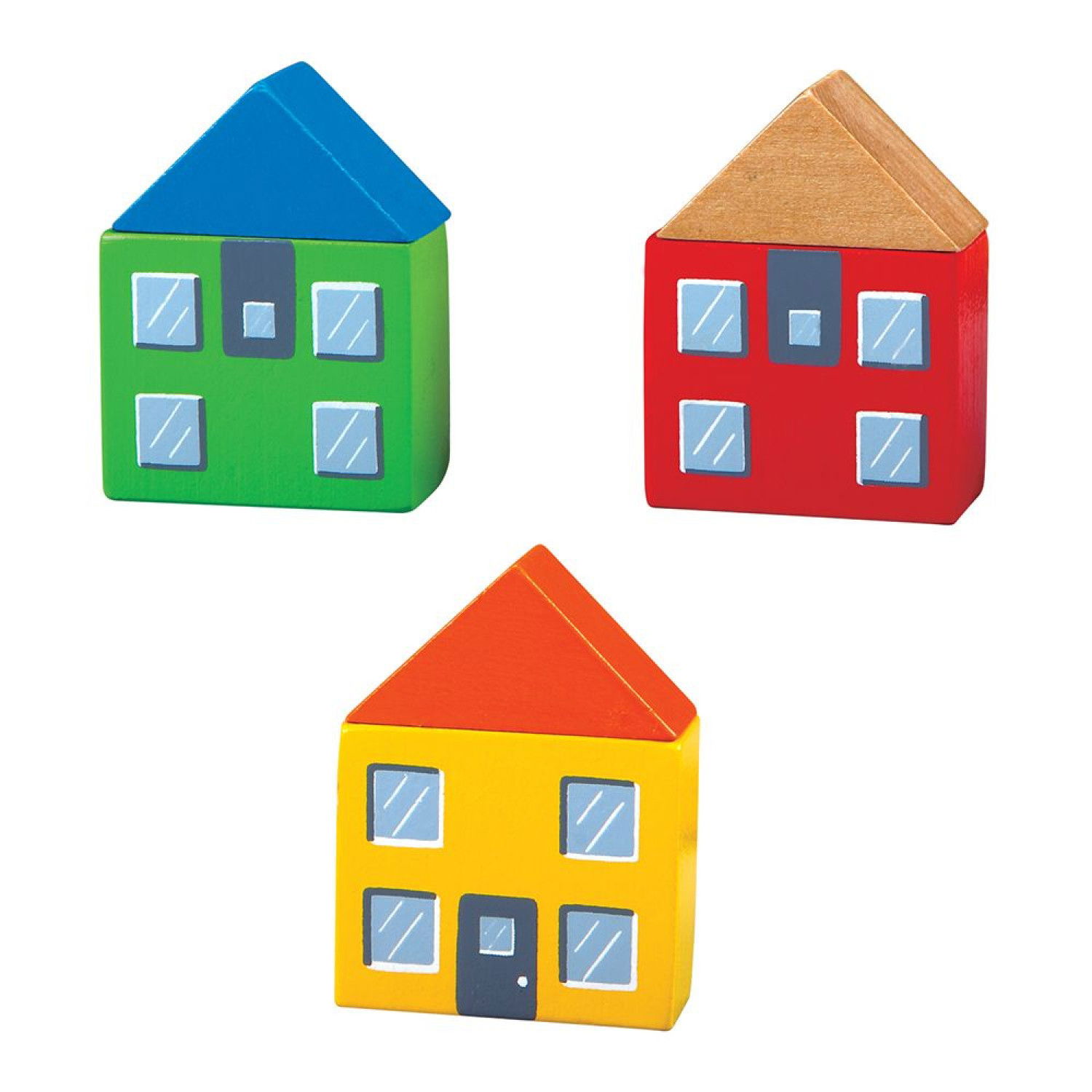 Дървено влакче с релси, гара и аксесоари, 50 части