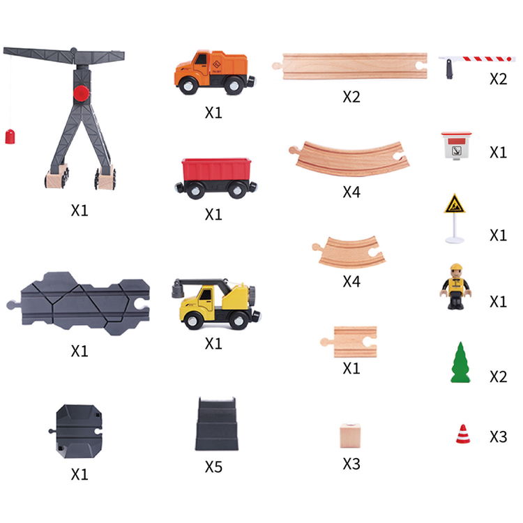 Дървена играчка строителна площадка, с кран и релси